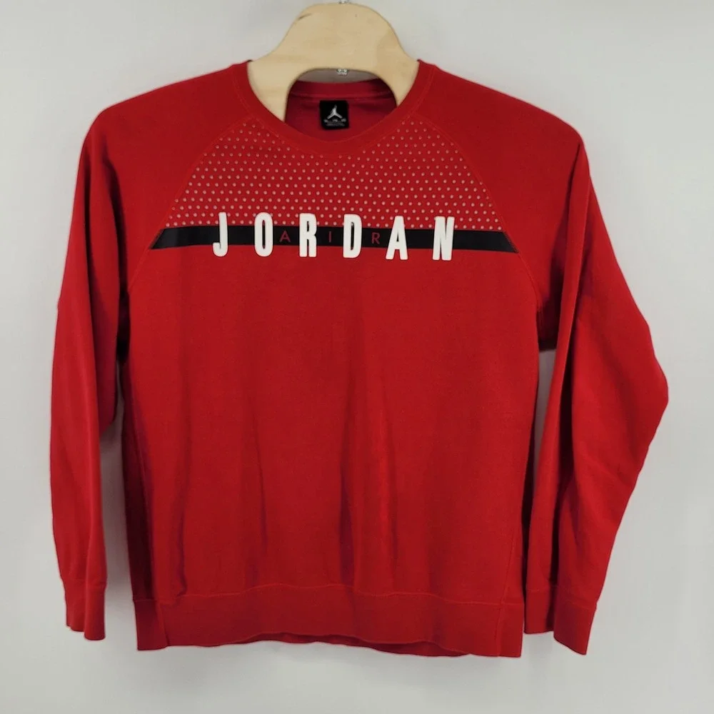 Jordan‎ Sweatshirt Mens XL Red Graphic Raglan Sleeve Crewneck Pullover